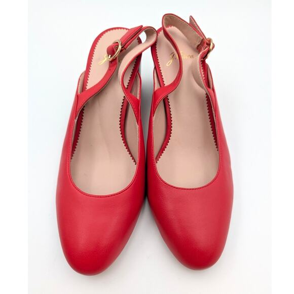 J. Crew Leather Slingback Pumps Almond Toe Women's Bright Cerise Size US8 EU39 - Picture 10 of 10